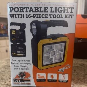 Portable LED Solar Rechargeable Light with Tool Kit